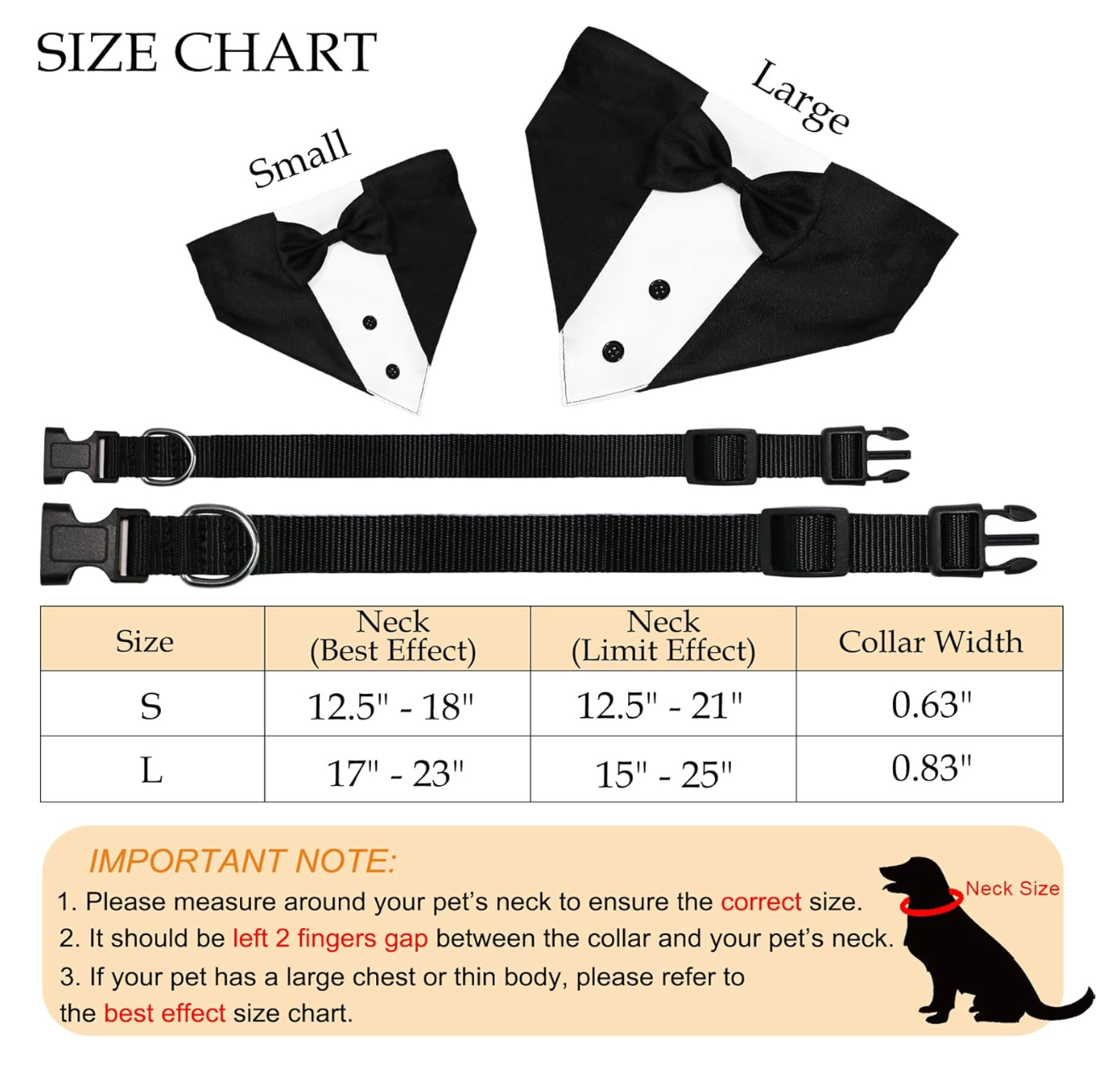 Dog Tuxedo Dog Suit Dog Wedding Bandana Collar with Bow Tie, Adjustable Dog Tux Formal Dog Costumes