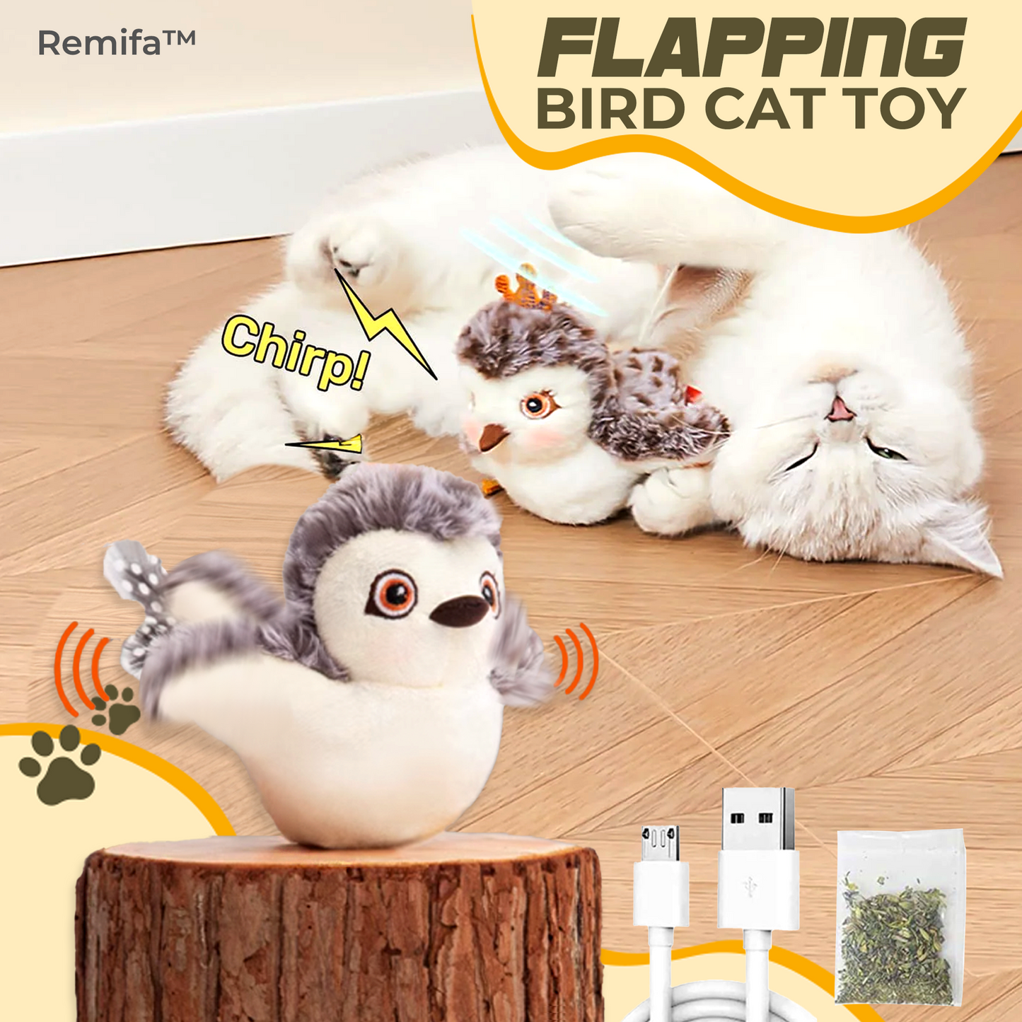 🔥Remifa™︎ Flapping Bird Cat Toy