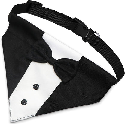 Dog Tuxedo Dog Suit Dog Wedding Bandana Collar with Bow Tie, Adjustable Dog Tux Formal Dog Costumes