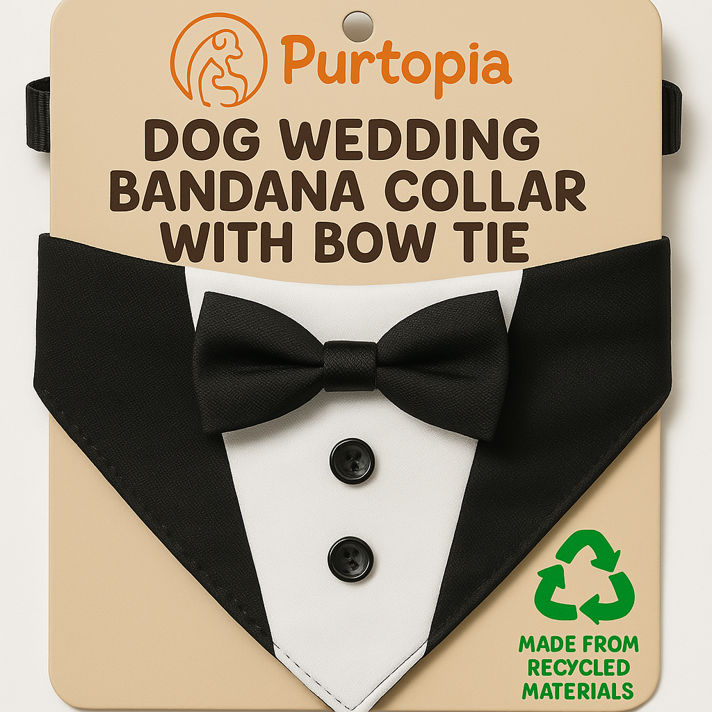 Dog Tuxedo Dog Suit Dog Wedding Bandana Collar with Bow Tie, Adjustable Dog Tux Formal Dog Costumes