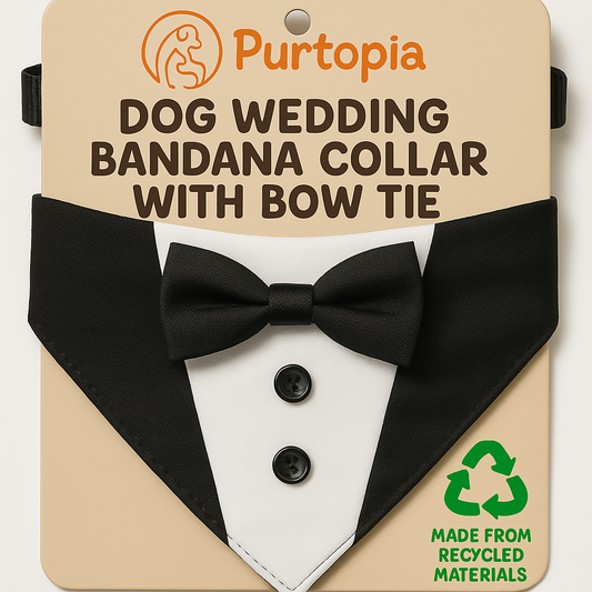 Dog Tuxedo Dog Suit Dog Wedding Bandana Collar with Bow Tie, Adjustable Dog Tux Formal Dog Costumes