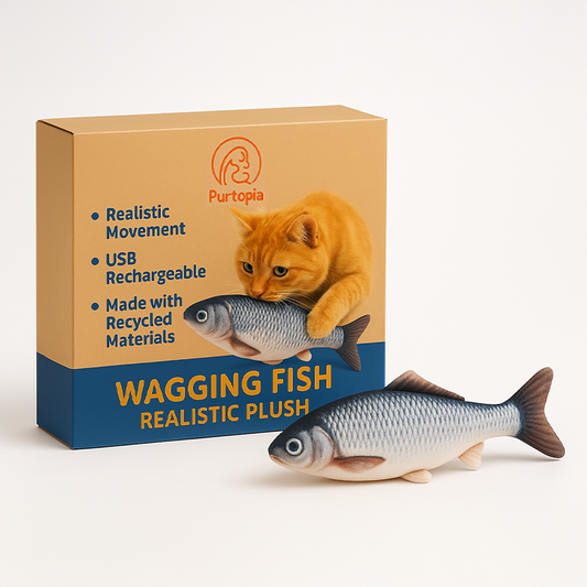 Cat Wagging Fish Realistic Plush